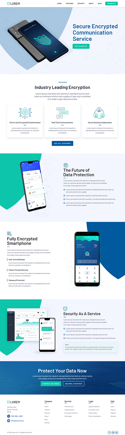 Data Encryption Services data encrytion homepage smartphone web design web layout website