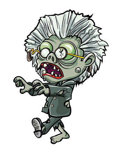Cute Albert Einstein zombie cartoon vector zombie