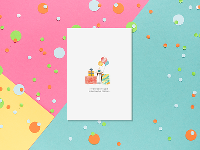 Birthday Greeting Card Design & Mockup birthday card design digital illustration digital product illustration mockup watercolor