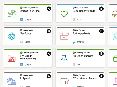 Mergers & Acquisitions Dashboard Cards dashboard enterprise software interface ui
