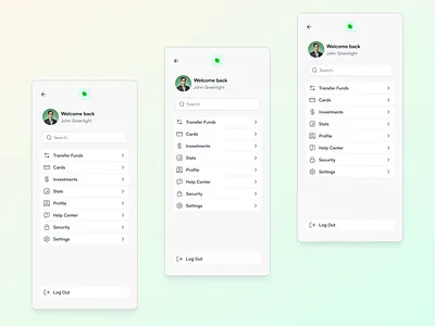 Category list app app design category list list log out menu product design ui ux web design