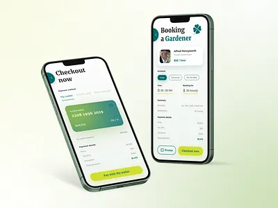 Gardener booking app concept app book booking bright fresh garden gardener light mobile nature reservation time ui
