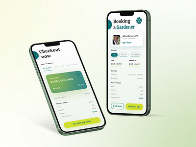 Gardener booking app concept app book booking bright fresh garden gardener light mobile nature reservation time ui