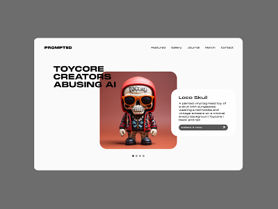 Prompted | AI generated toys Concept 3d branding graphic design landing minimal toys ui uxui web design