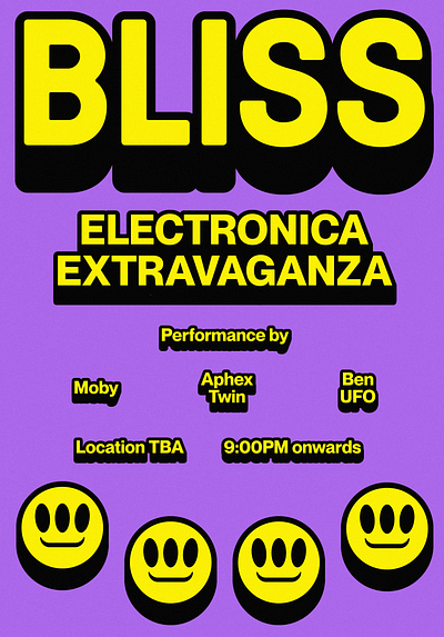Bliss Rave Flyer ad campaign art direction branding cover art creative design electronic music event festival flyer graphic design illustration illustrator part rave