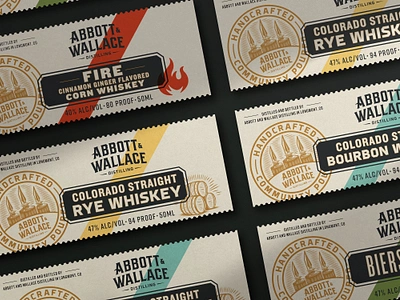 Abbott & Wallace Distilling barrels bierschnaps bourbon whiskey branding cinnamon whiskey colorado designer craft spirits distillery icon kroneberger kroneberger design label design packaging packaging design print rye whiskey spirits packaging stills typography whiskey