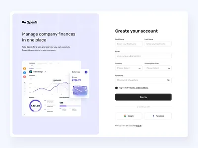 Sign Up/Sign In Page design digital finance product sign up ui ux web design