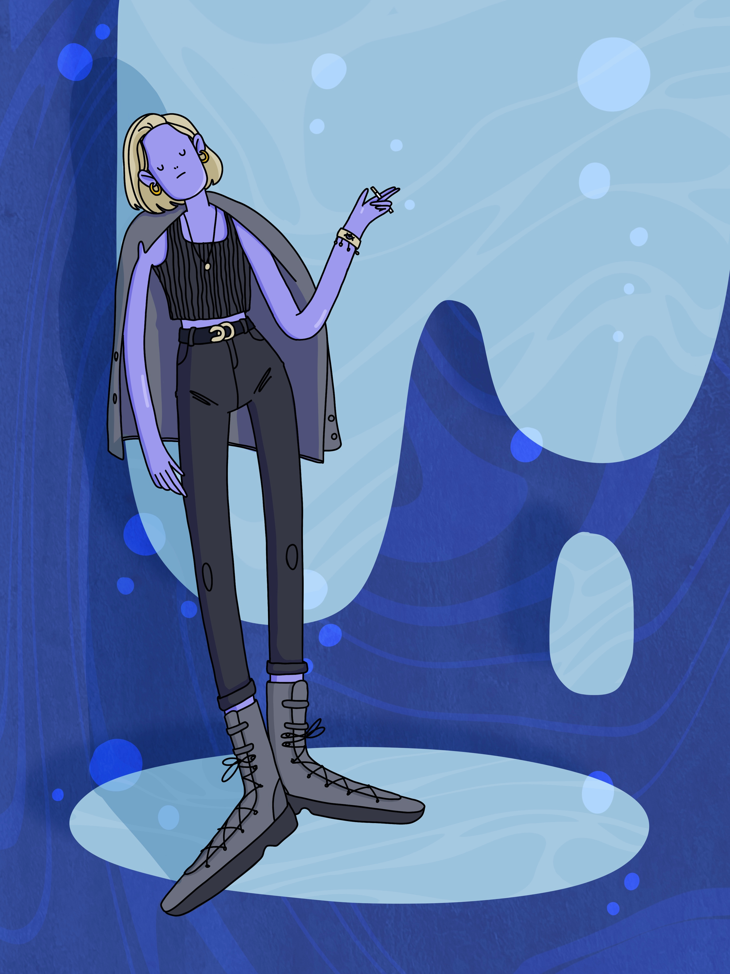 Drama queen | Character illustration character design character drawing character illustration dark aesthetic digital illustration editorial illustration night aesthetic postcard