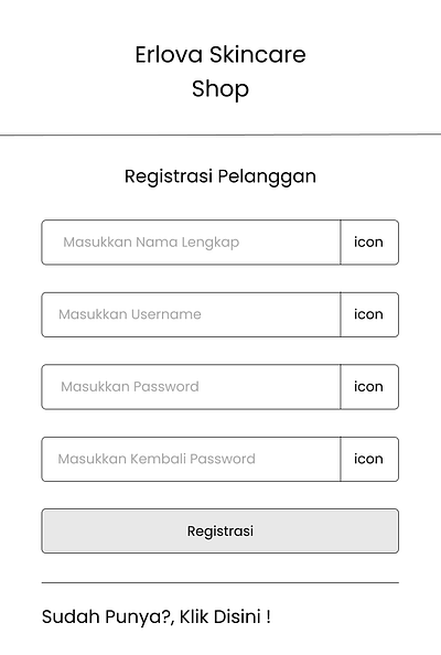 Erlova skincare website wireframe customer registration view branding figma skincare website wireframe