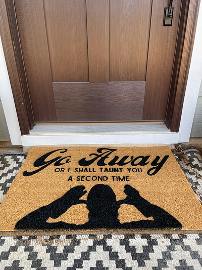 Monty Python Doormat graphic design illustration physical product stencil typography