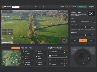 Agricultural Drone Surveillance System User Interface agri data viz agriculture ui agro tech design animation dashboard designer data visualization drone control drone dashboard drones interface designer motion graphics smart farming ui design ui designer uiux designer user experience user interface ux design video