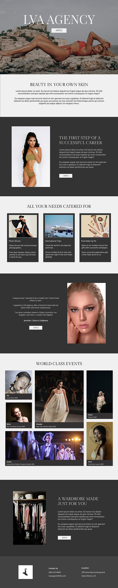 Modeling Agency Landing Page agency beauty design web design