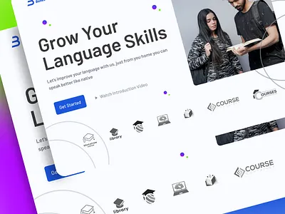 Language Platform Course app concept couple design inspiration landing page language landing page language lesson learning lesson modern online course practice language school simple skills ui ux web website