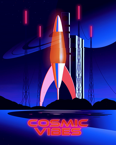 Cosmic Vibes animation design digitalart illustration lava lamp motion design motion graphics poster synthwave vector