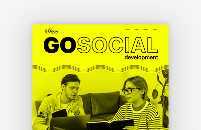 GoSocial Development landing page 12 column 8pt grid design developers development development landing page digital design landing page marketing landing page monochromatic typography ui ux wavy lines web design yellow