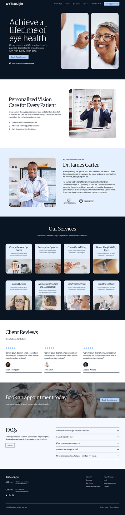 ClearSight - Optometry Practice Homepage design graphic design local business optometrist web design website