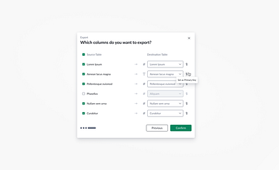 Column Mapping app column database design export feature mapping saas table ui usability user interface ux