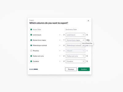 Column Mapping app column database design export feature mapping saas table ui usability user interface ux