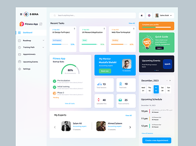 BINA incubator - Startup Dashboard incubation mentor ui ux