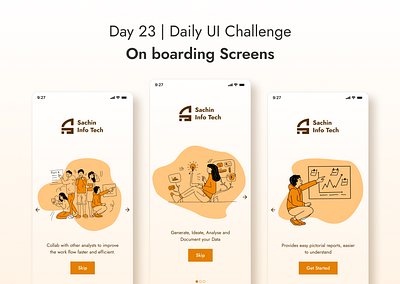 Day 23 Daily UI Challenge - On Boarding screens with app intro animation app intro dailyui motion graphics onboarding screens ui