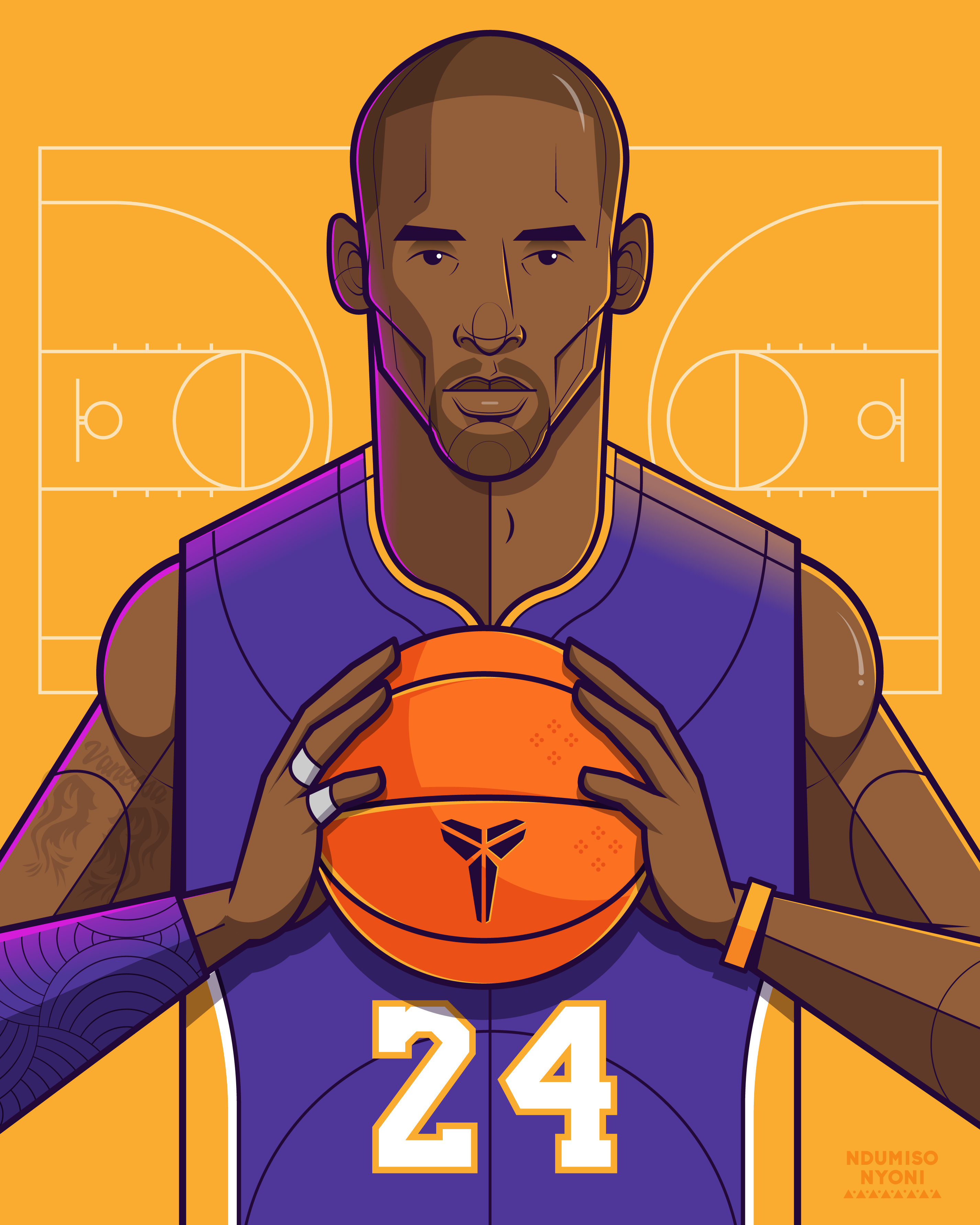 Kobe Bryant - Mamba Day 8.24 (WIP) adobe illustrator character design flat illustration illustration kobe bryant lakers mamba day mamba forever vector