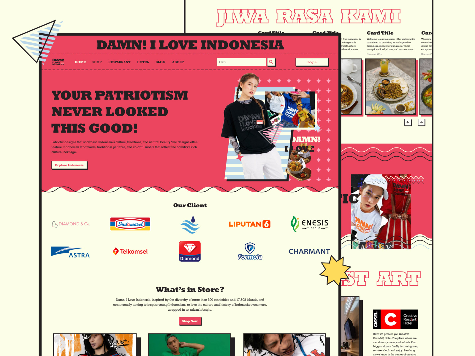 Neo-Brutalism Landing Page of DAMN! I LOVE INDONESIA brand branding clothing creative dailyui design ecommerce fashion figma graphic design homepage landing page shop ui ui design ui ux user interface ux web website