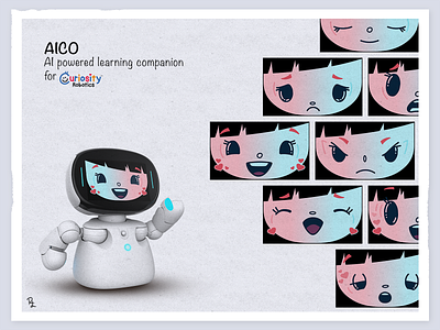 AiCo - Character's face design 3d ai animation artificial intelligence character character design cute design drawing graphic design illustration kawaii kids manga pro robot robotic space toy toys