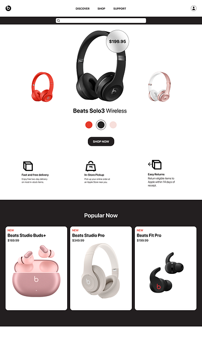 BEATS Landing Page Design apple beats design headhones landingpage ui