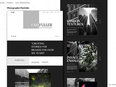 Photographer Portfolio bigtext black black and white case study dark darkmode free homepage landing lightmode modern photo photographer photography portfolio ui uidesign uipractice webdesign website