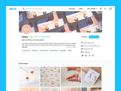 Marketplace E-commerce Profile Brand Page Save Reviews brand design system ecommerce header listing marketplace mockup page product profile reviews save store ui kit web app