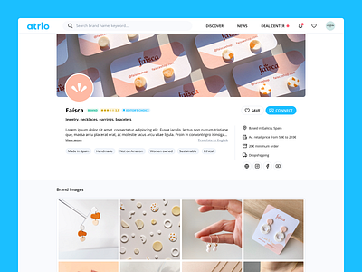 Marketplace E-commerce Profile Brand Page Save Reviews brand design system ecommerce header listing marketplace mockup page product profile reviews save store ui kit web app