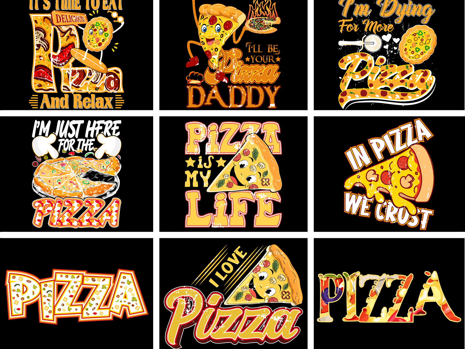 Pizza T-shirt Design Collection | Pizza Shirt Design Bundle by Mousumi ...