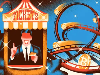 illustration for Barron's magazine 2d bitcoin crypto currency design graphic design illustration magazine magazine illustration maney ticket usiness vintage wall street