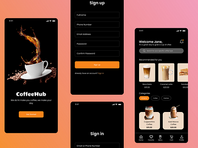 Coffee Cafe Applicatiom figma ui ux