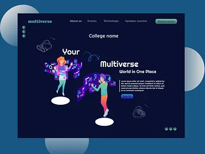 Web design :multiverse them for college techfest graphic design ui