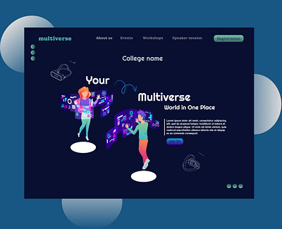 Web design :multiverse them for college techfest graphic design ui