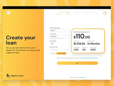 Loan Calculator — Pigeon Loans loan calculator pigeon loans ui ux web application