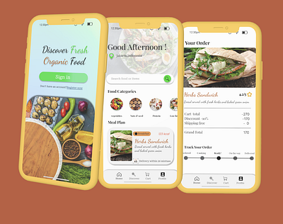 Fresh Organic food app graphic design ui