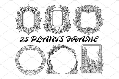 Plants Frame art branding design flower frame graphic design illustration line art logo plants plants frame png svg vector vintage