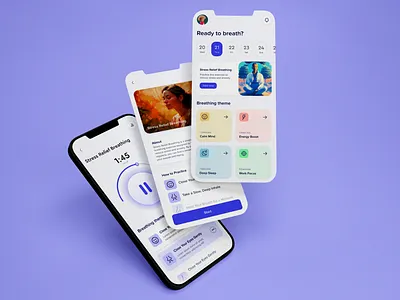 BreatheEase - Your Calm Companion app application breathing breathing care breathing practice graphic design health health care mobile app ui uiux ux