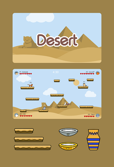 FURBRAWL - Desert Map game art game assets game concept game design illustration level design map design