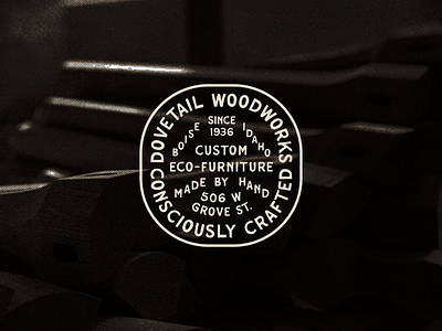 Dovetail Woodworks Badge badge dove eco furniture handmade idaho logo sustainable typography wood