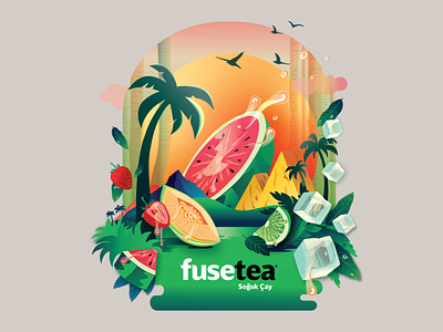 Fusetea Promotional Canvas Bag bag colorful design drinks forest fruits fusetea fuzetea green ice illustration istanbul jungle product summer sun vector wacom