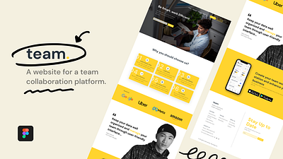 "team." team and task management platform blog page color theory figma homepage post page task management app team collabration app typography ui