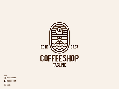Coffee Shop Line Logo art branding cafe coffee design graphic design illustration lineart logo neatlineart shop vector