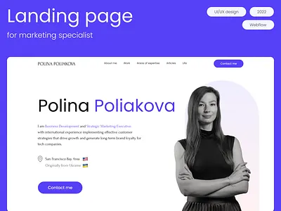 Portfolio Landing Page for Marketing Specialist Design design landing page product design ui ux webflow website design
