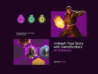 Gamescribe Ai - Ui ai animation branding dnd figma graphic design graphics illustration logo motion story ui ux web design web designer webflow website
