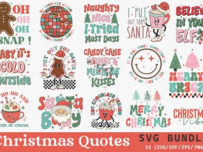 Christmas Quotes SVG Bundle santa