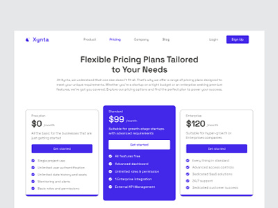 Xynta Pricing Page landingpage pricing pricingpage ui visual design wealth4us
