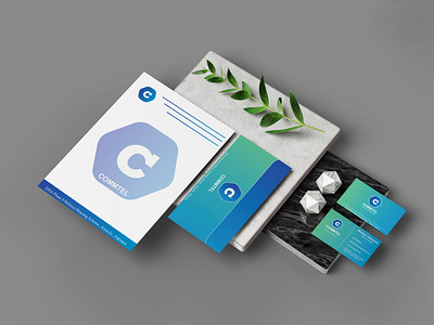 Commtel branding envlope graphic design illustration letterhead logo mockup visiting card